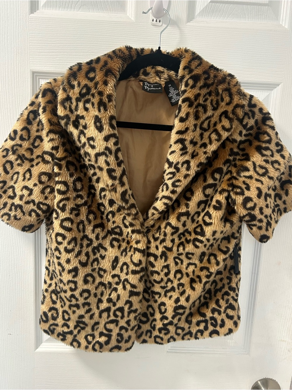 mercer & madison Leopard Print Faux Fur Jacket in Tan and Black